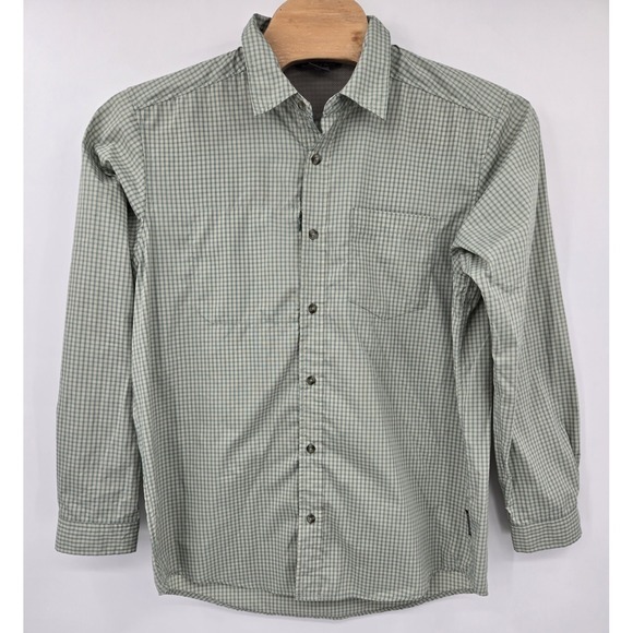 ExOfficio Shirt Mens XL Green Gingham Check Botton Up Vented Hiking Outdoor - Picture 2 of 10